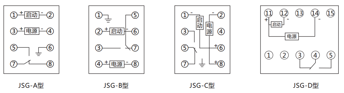 JSG-C型靜態(tài)閃光繼電器內(nèi)部接線(xiàn)及外引接線(xiàn)圖（正視圖）