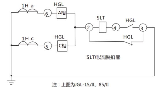 JGL-81/Ⅱ二相靜態(tài)反時(shí)限過(guò)流繼電器典型應(yīng)用接線圖
