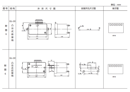 GL-23過流繼電器外形結構及安裝尺寸圖片
