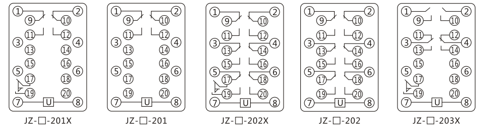 JZY（J)-314靜態中間繼電器內部接線圖及外引接線圖
